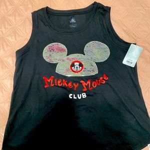 Sleeveless Sequined Mickey Mouse Club Tee. Size Large. New with Tags.